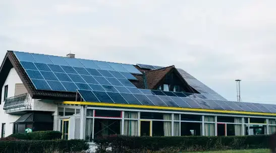 Residential home with rooftop solar panel installation for renewable energy generation
