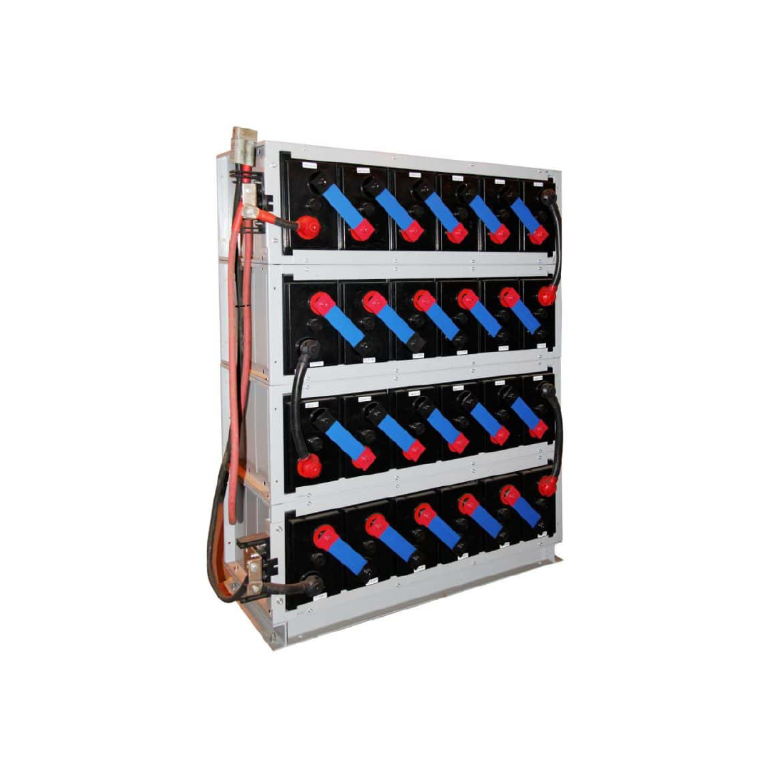 Sacred Sun 48 Volt 500 Ahr Carbon Battery Bank Complete with racking and buss bars 24kWh