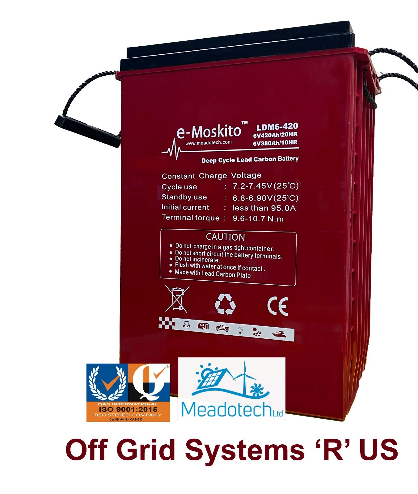 BA9410 4 X 420 Ah 6V Batteries,Box,Cables Capacity 10.08kWh (840Ah@12V) (420Ah@24V)