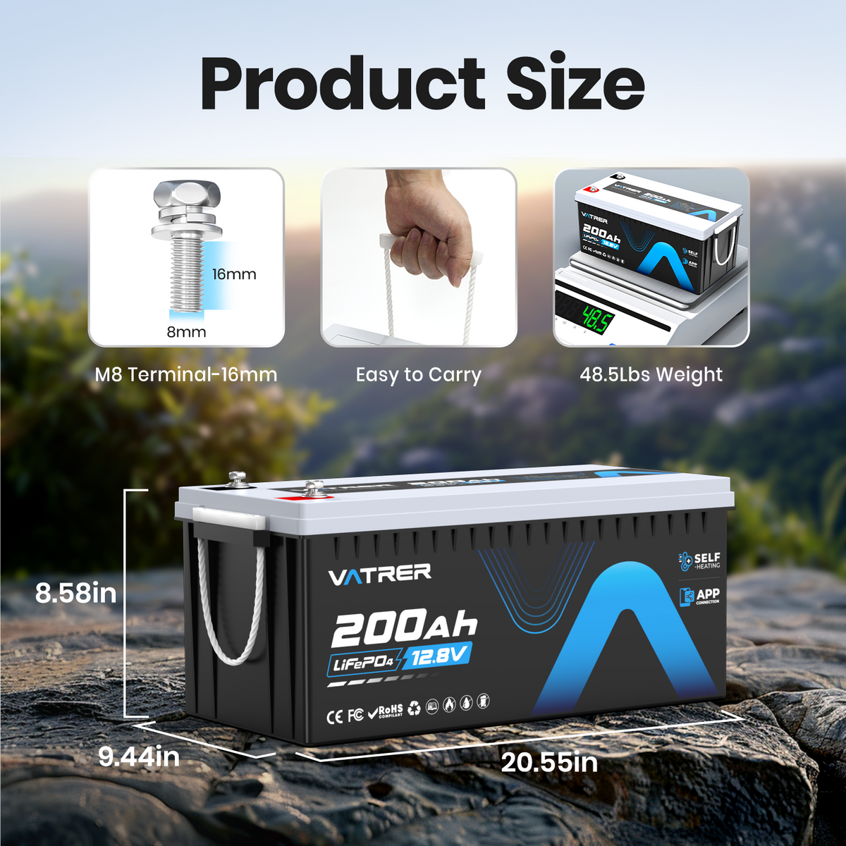 SWE LiFePO4 12V/200Ah Lithium Battery w. BT and Heater - Image 6